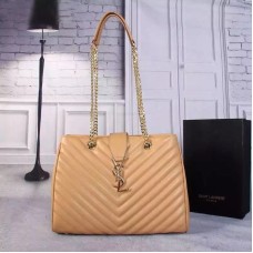 YSL Saint Laurent Monogram Shopping Bag Apricot