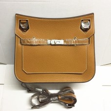 Hermes Jypsiere 28cm Crossbody Bag Brown Silver