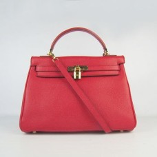 Hermes Kelly 32cm Togo Leather handbag red/golden Hermes Kelly 32cm Togo Leather handbag red/golden