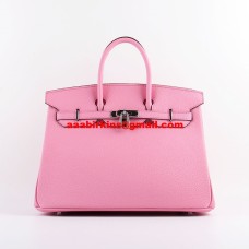 Hermes Birkin 35cm Togo leather Handbags Cherry Pink Silver
