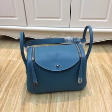 Hermes Lindy 30cm Handbag Blue Silver