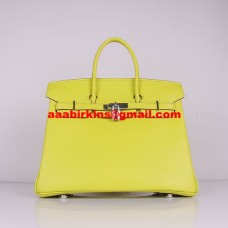 Hermes Birkin 30cm Togo Leather Handbags Lemon Yellow Silver
