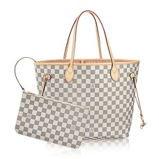 Louis Vuitton N41605 Neverfull MM Shoulder Bag Damier Azur Canvas